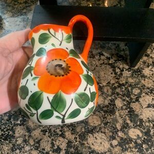 Vintage ERPHILA   ART POTTERY CZECHO SLOVAKIA Orange Poppy Flower VASE NICE